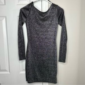 SILVER AND BLACK METALLIC BODY-CON DRESS